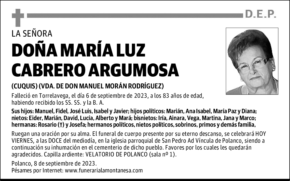 DOÑA MARÍA LUZ CABRERO ARGUMOSA