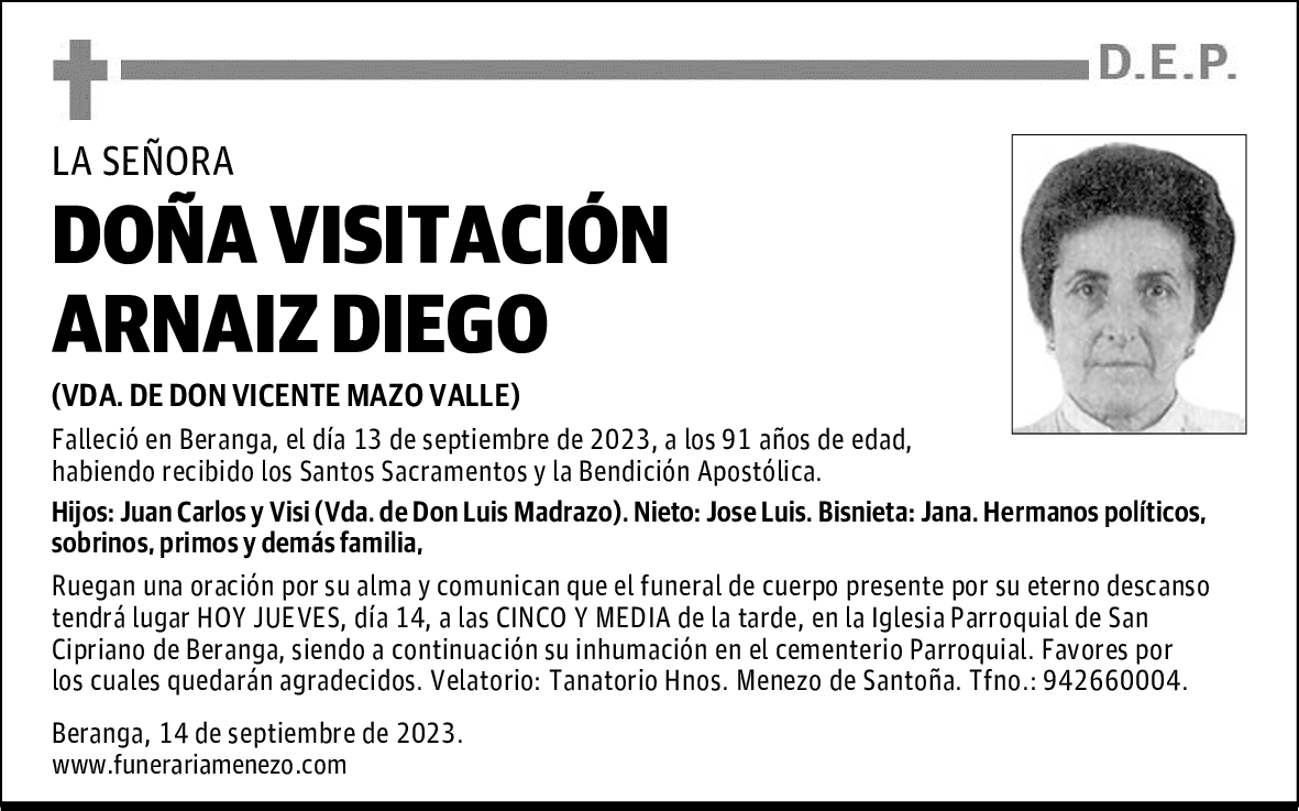DOÑA VISITACIÓN ARNAIZ DIEGO