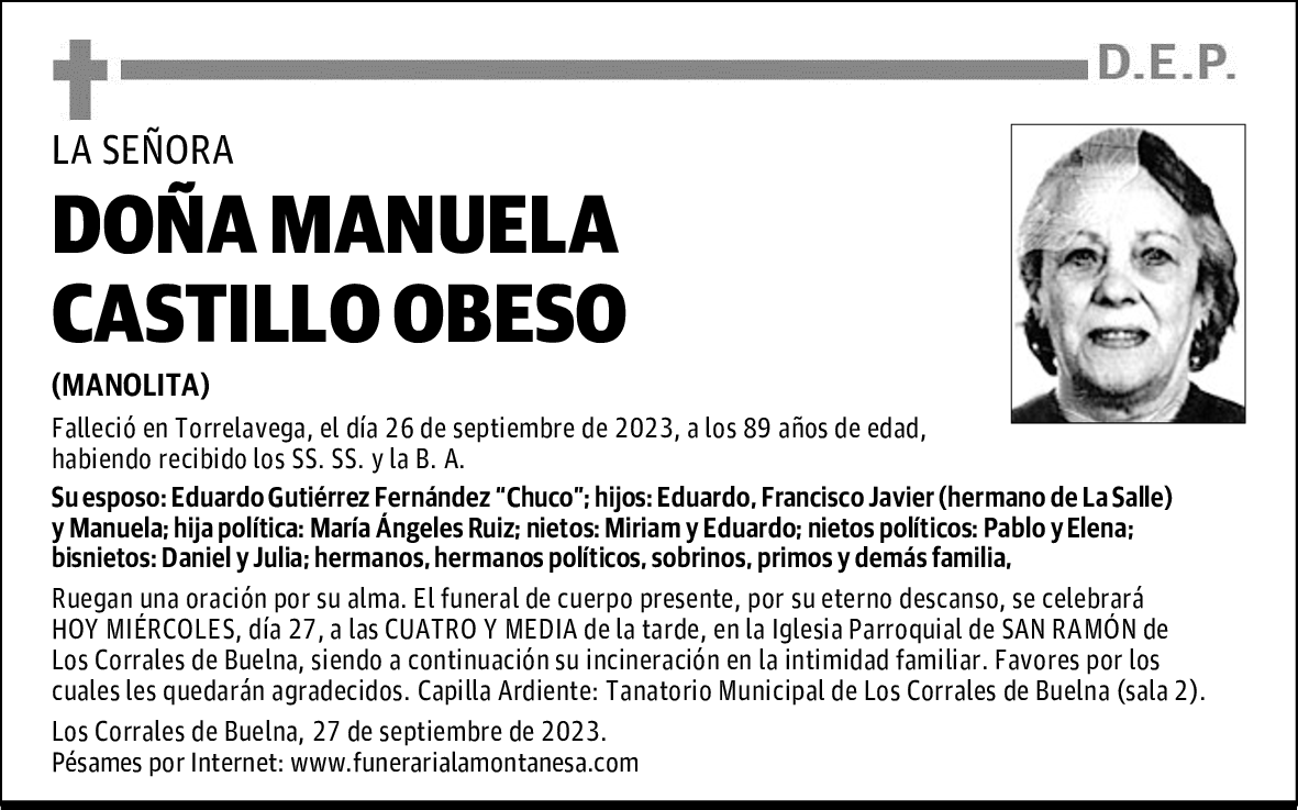 DOÑA MANUELA CASTILLO OBESO