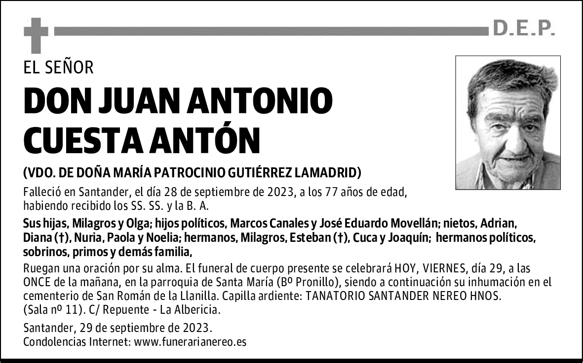DON JUAN ANTONIO CUESTA ANTÓN