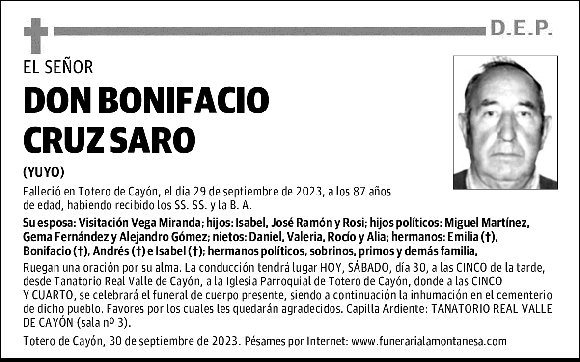 DON BONIFACIO CRUZ SARO