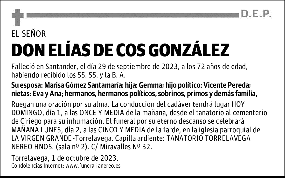 DON ELÍAS DE COS GONZÁLEZ