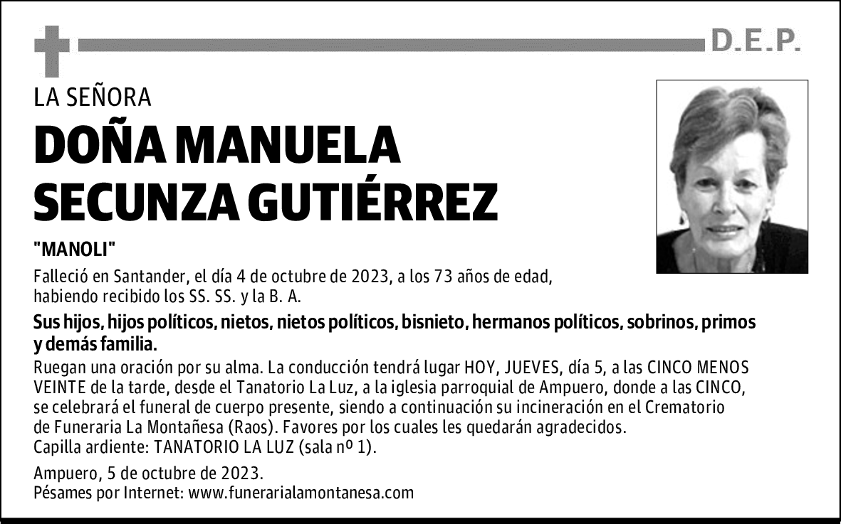 DOÑA MANUELA SECUNZA GUTIÉRREZ