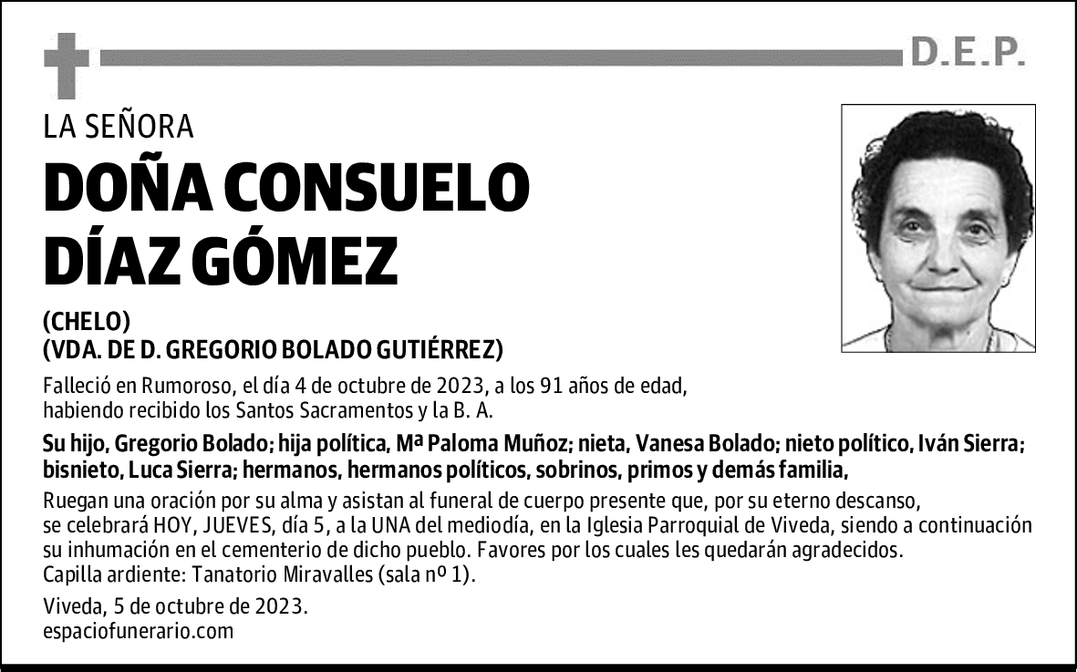 DOÑA CONSUELO DÍAZ GÓMEZ
