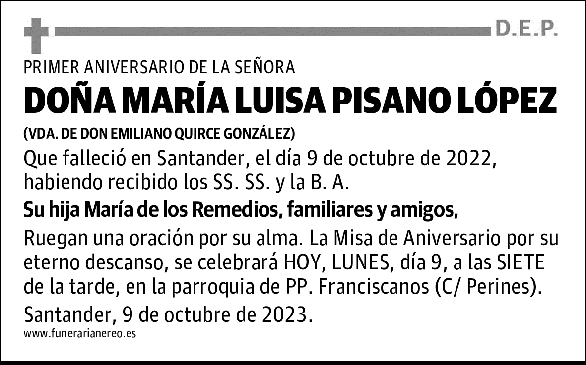 DOÑA MARÍA LUISA PISANO LÓPEZ