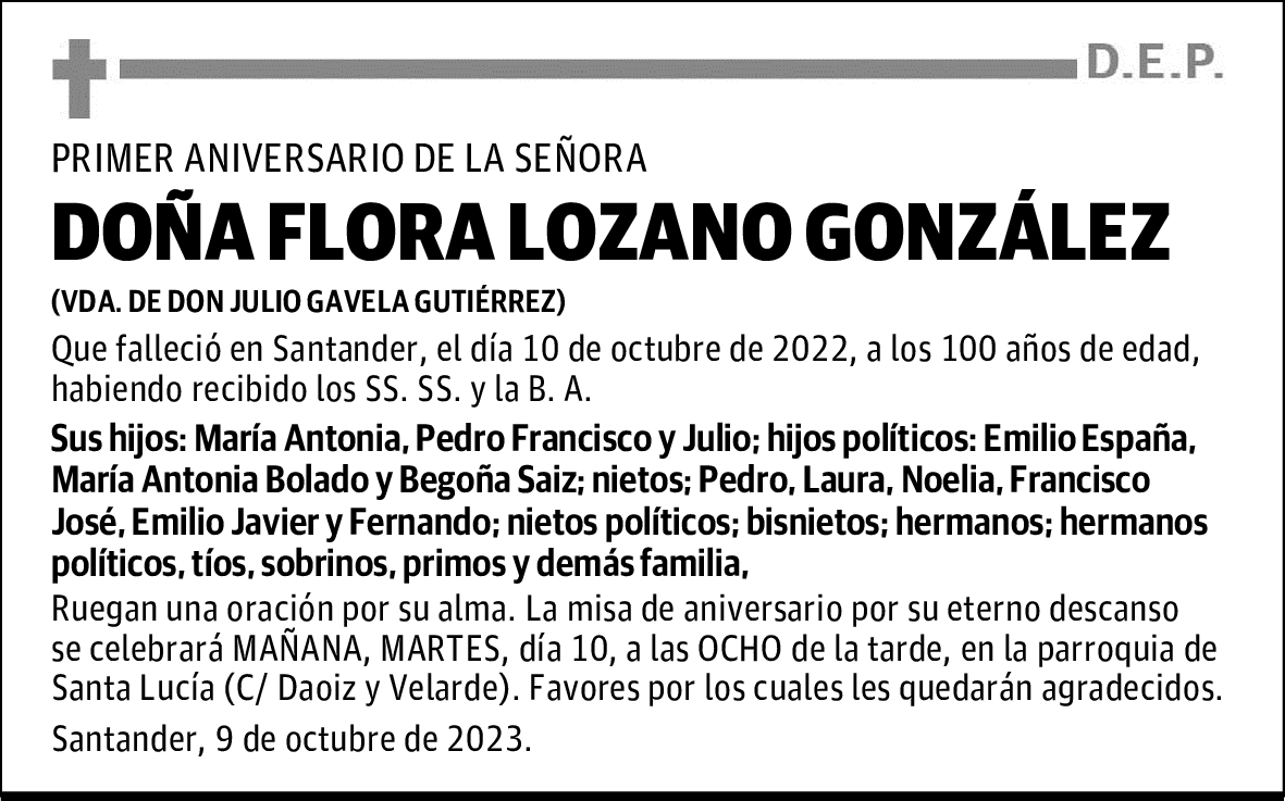 DOÑA FLORA LOZANO GONZÁLEZ