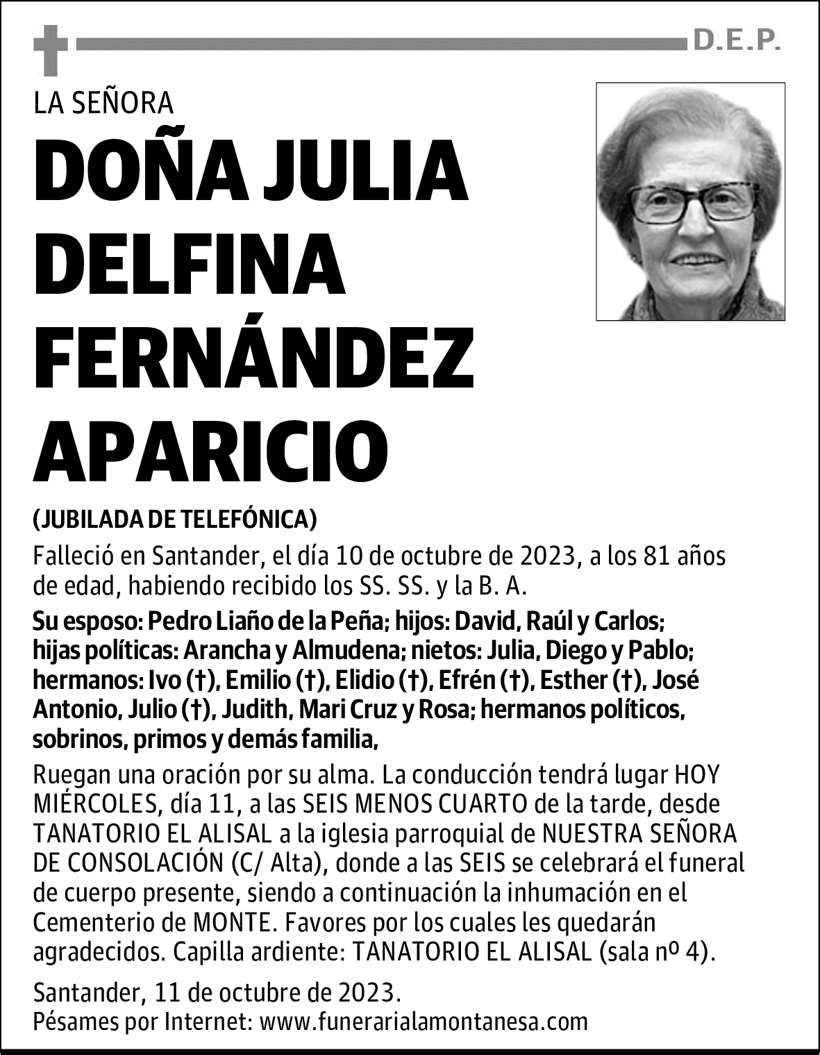 DOÑA JULIA DELFINA FERNÁNDEZ APARICIO