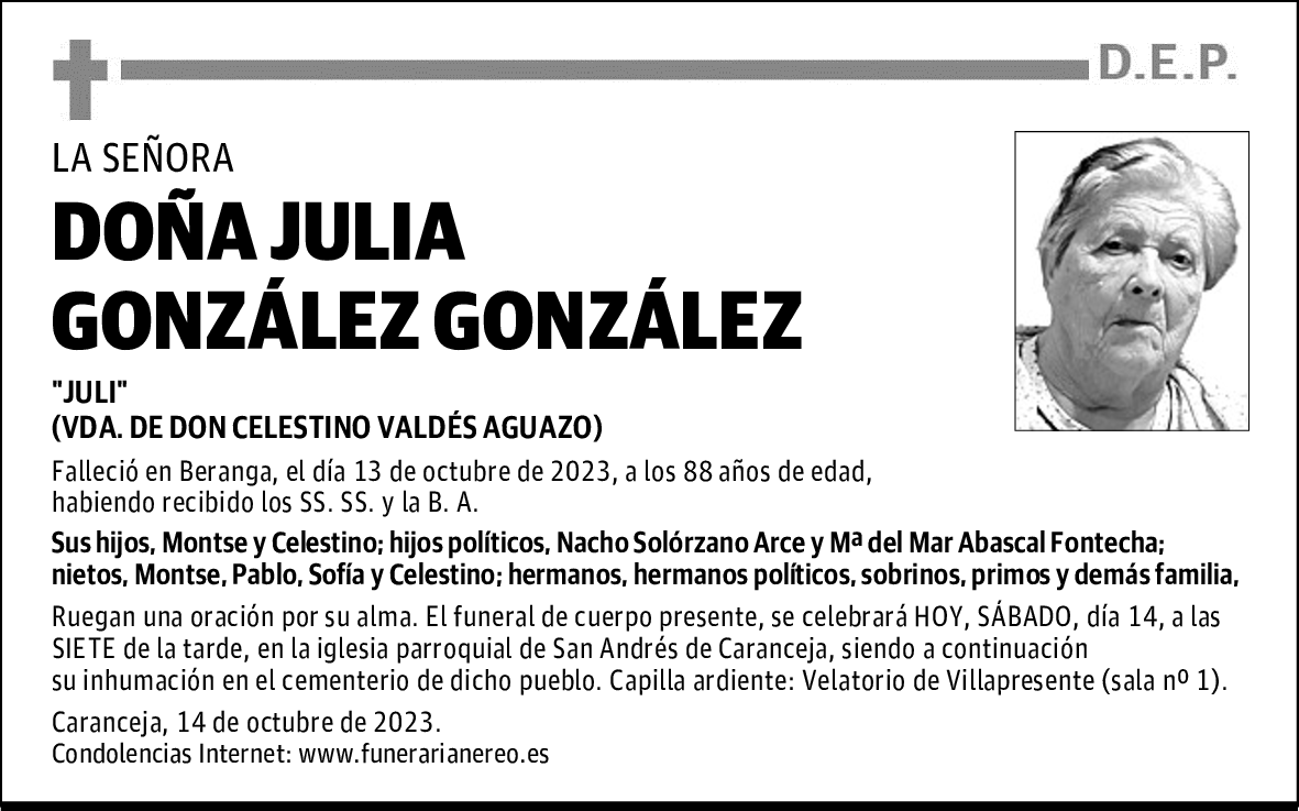 DOÑA JULIA GONZÁLEZ GONZÁLEZ
