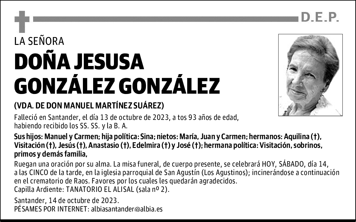 DOÑA JESUSA GONZÁLEZ GONZÁLEZ