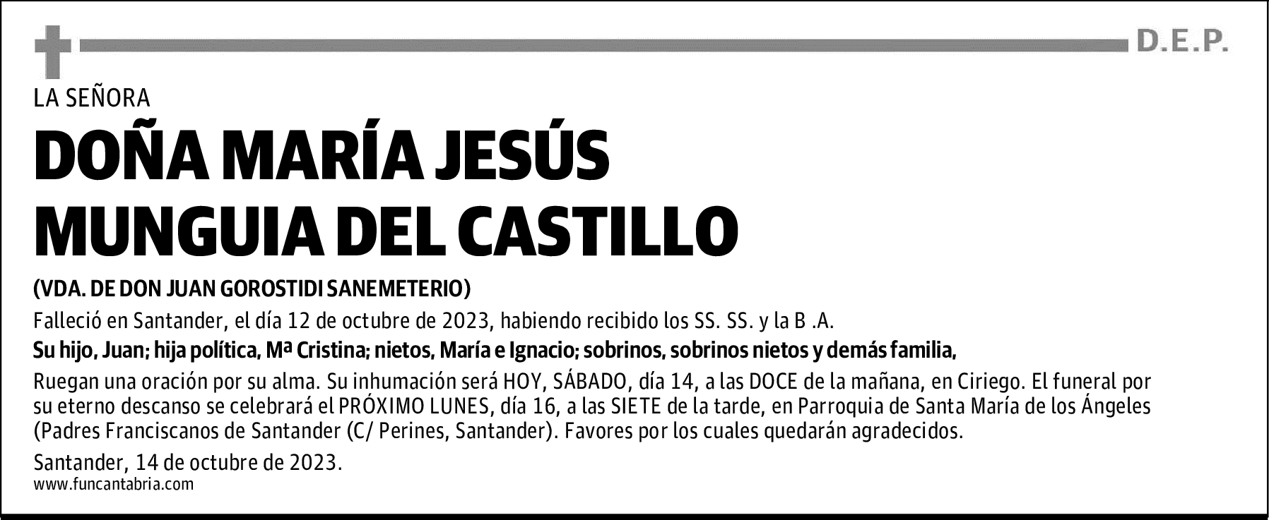 DOÑA MARÍA JESÚS MUNGUIA DEL CASTILLO