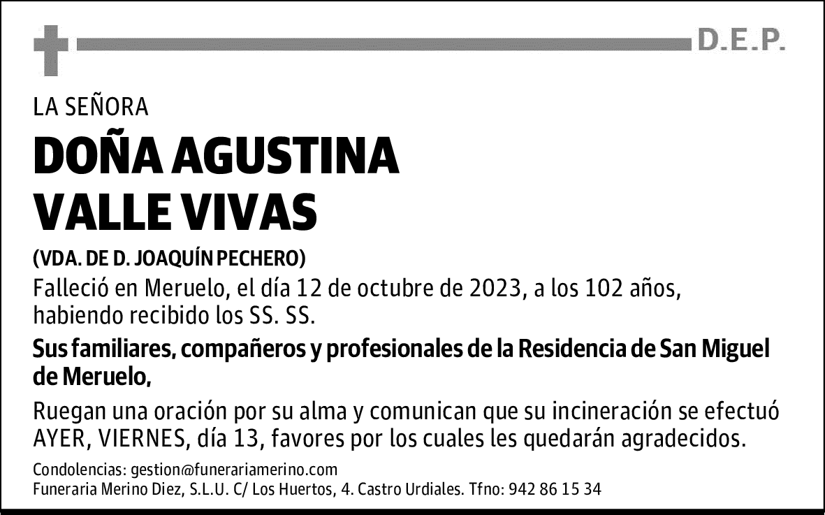 DOÑA AGUSTINA VALLE VIVAS