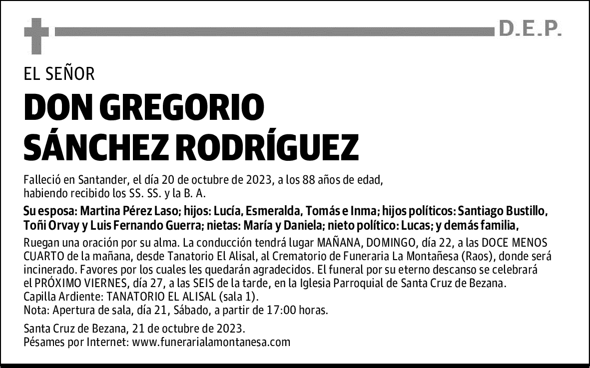 DON GREGORIO SÁNCHEZ RODRÍGUEZ