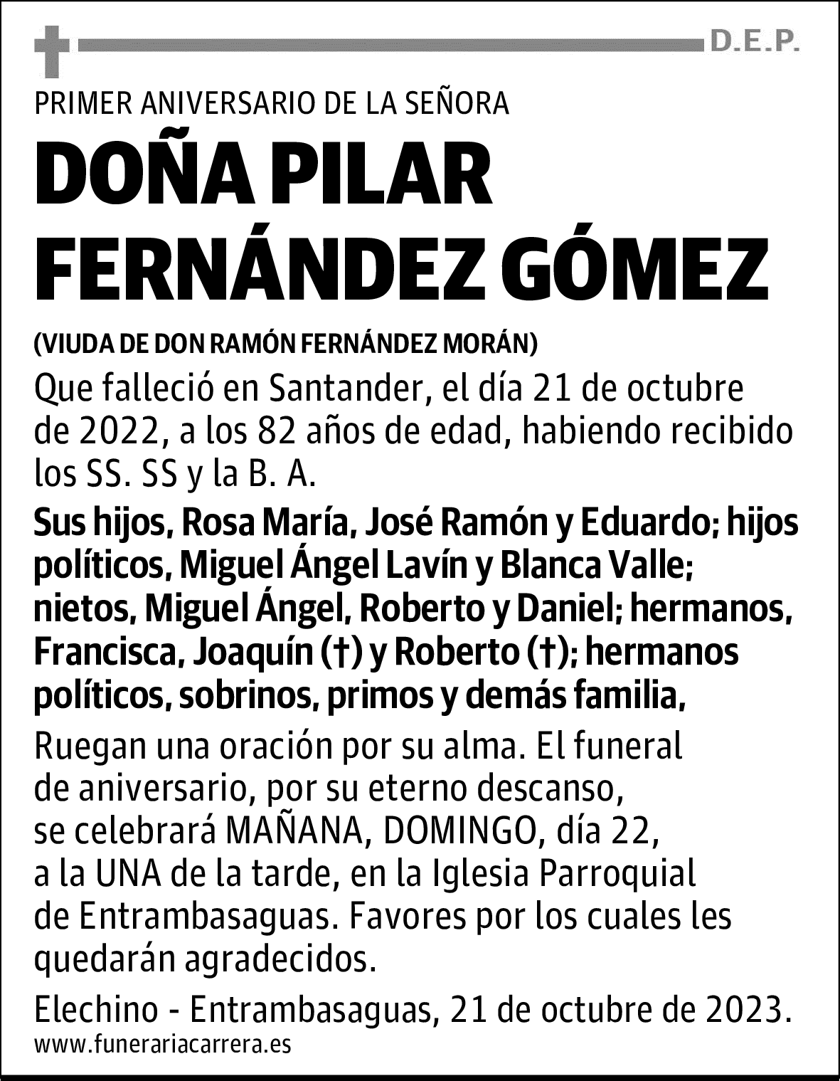 DOÑA PILAR FERNÁNDEZ GÓMEZ