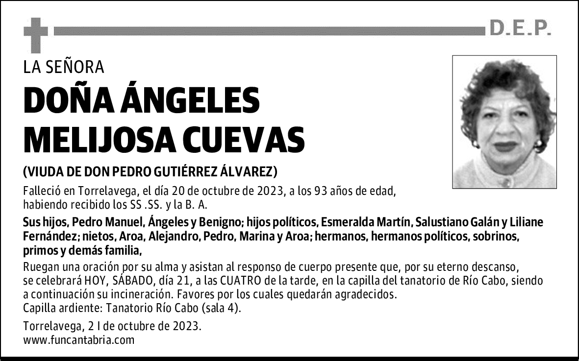 DOÑA ÁNGELES MELIJOSA CUEVAS