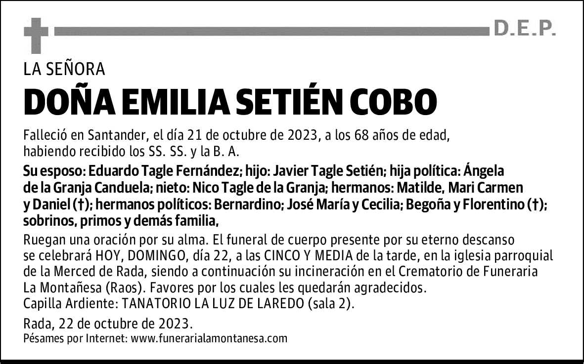 DOÑA EMILIA SETIÉN COBO