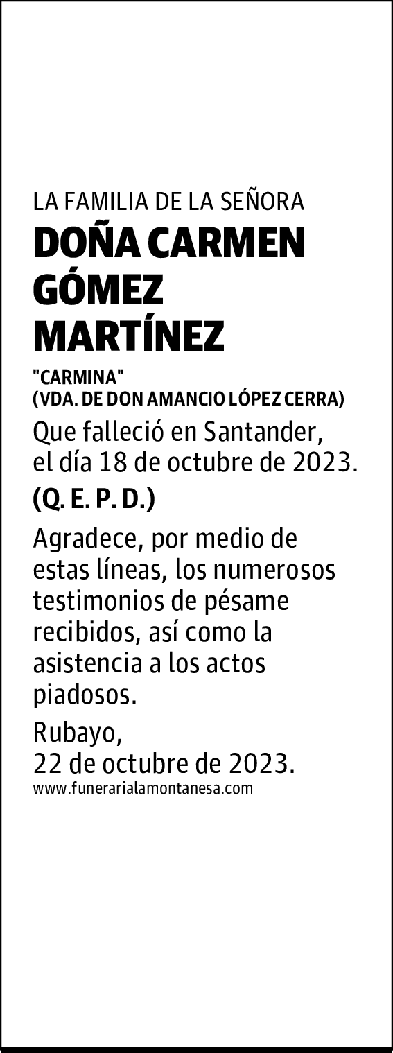 DOÑA CARMEN GÓMEZ MARTÍNEZ