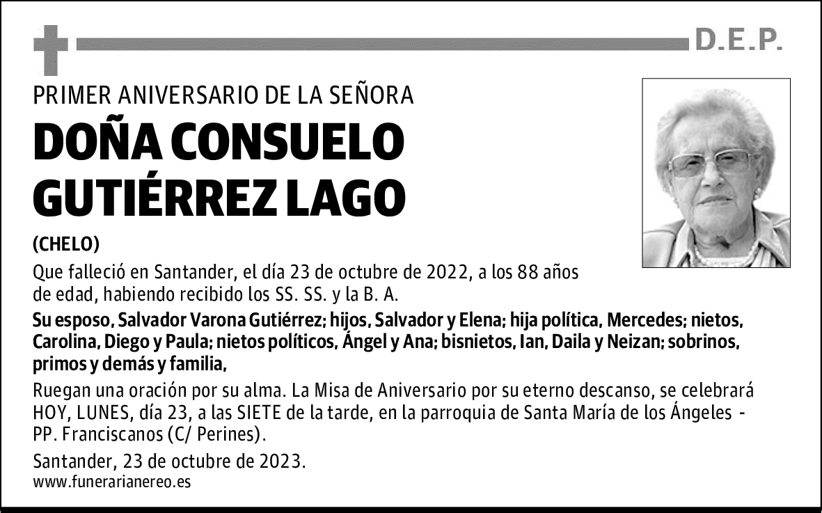 DOÑA CONSUELO GUTIÉRREZ LAGO
