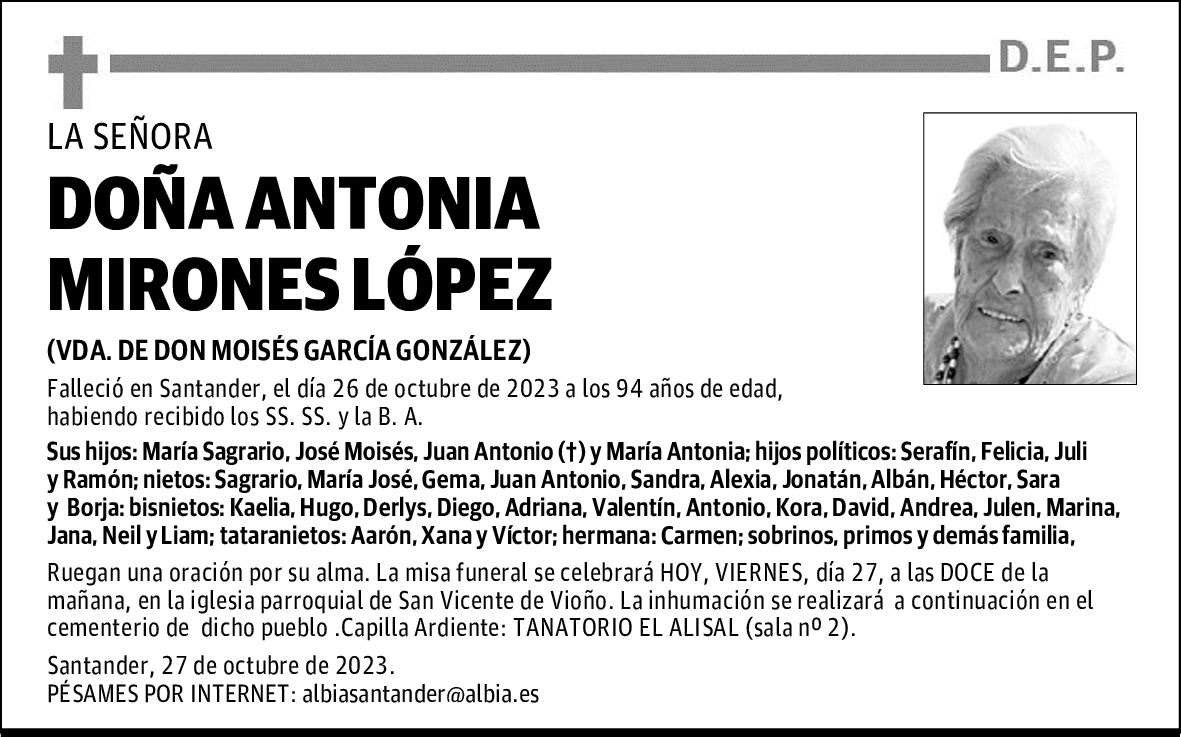 DOÑA ANTONIA MIRONES LOPEZ