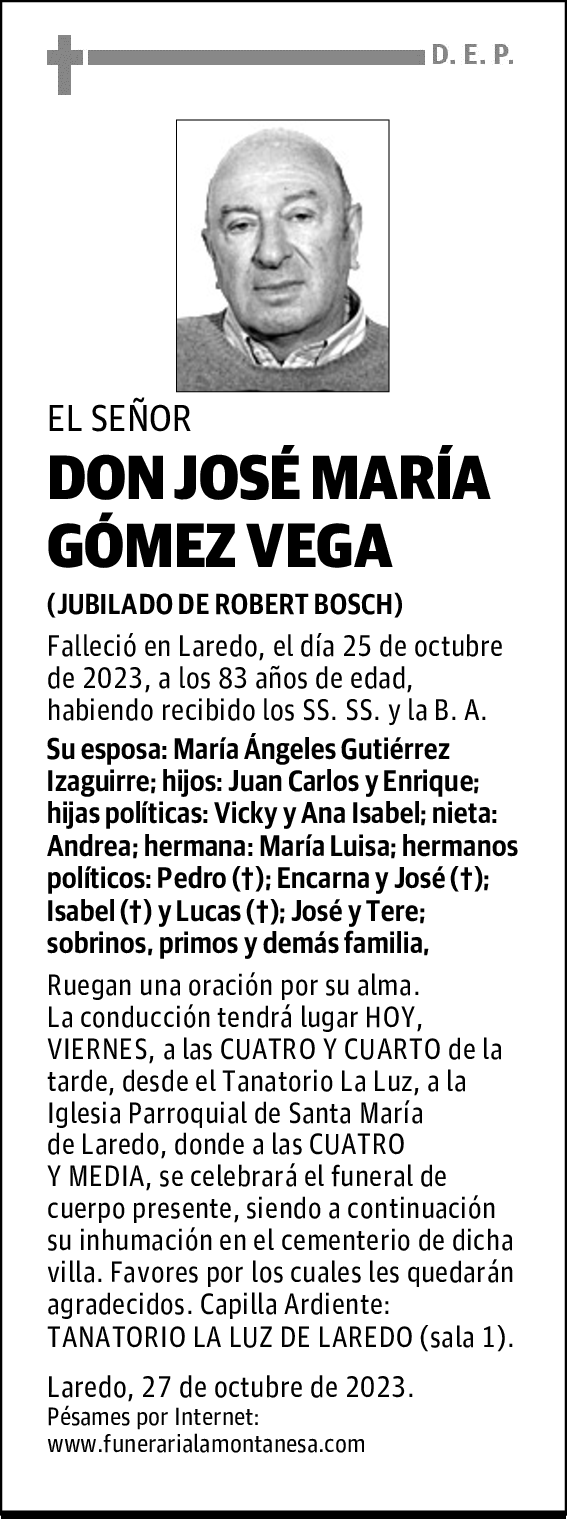 DON JOSÉ MARÍA GÓMEZ VEGA