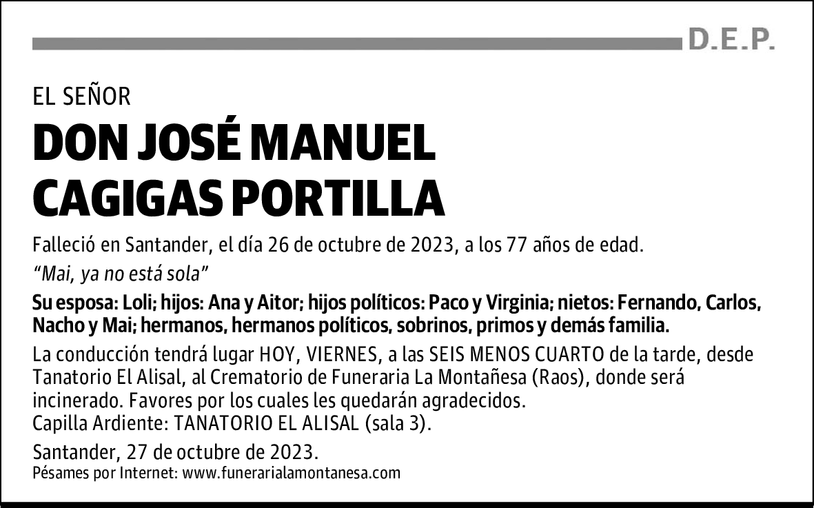 DON JOSÉ MANUEL CAGIGAS PORTILLA