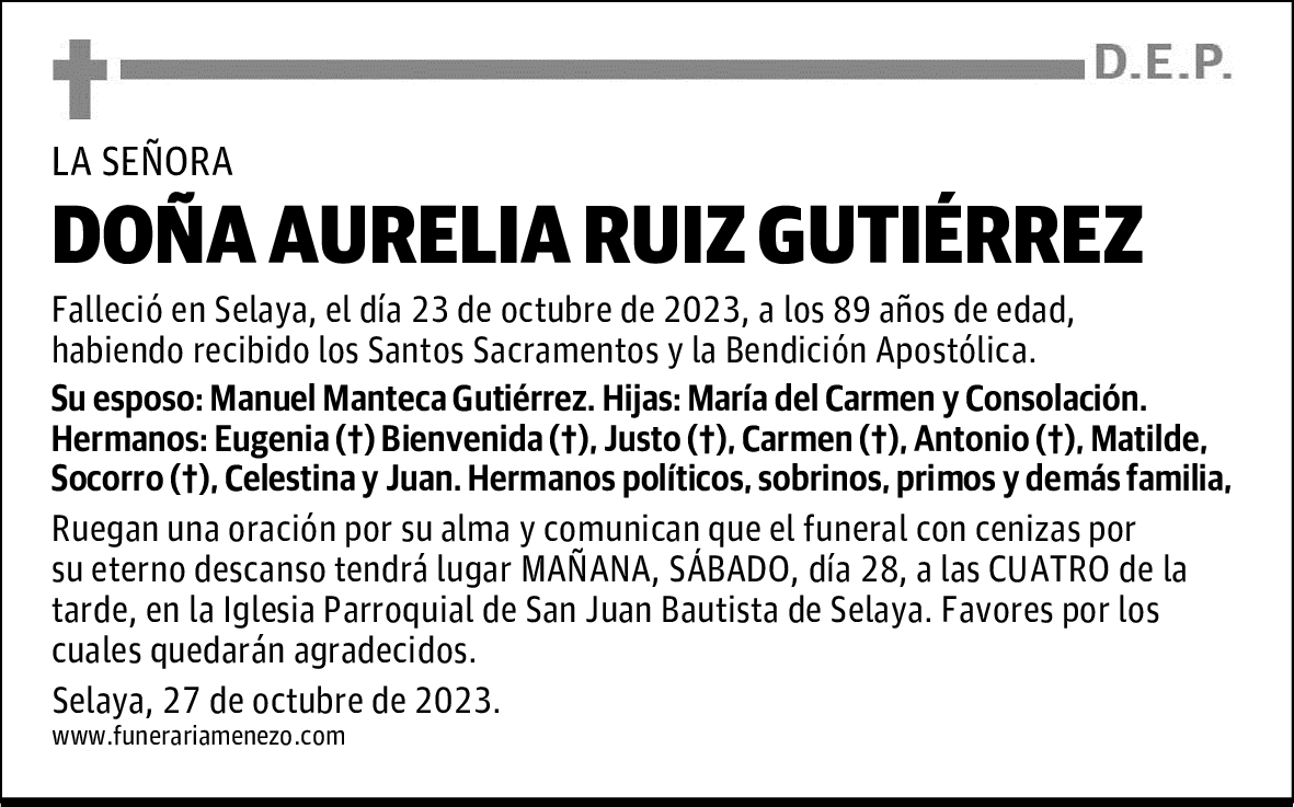 DOÑA AURELIA RUIZ GUTIÉRREZ