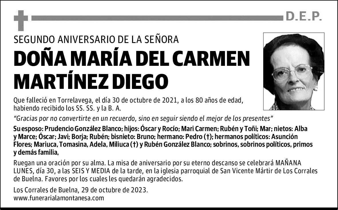 DOÑA MARÍA DEL CARMEN MARTÍNEZ DIEGO