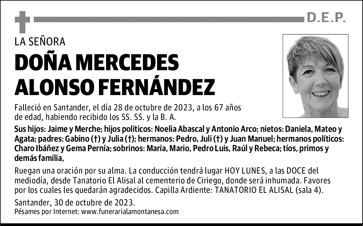 DOÑA MERCEDES ALONSO FERNÁNDEZ
