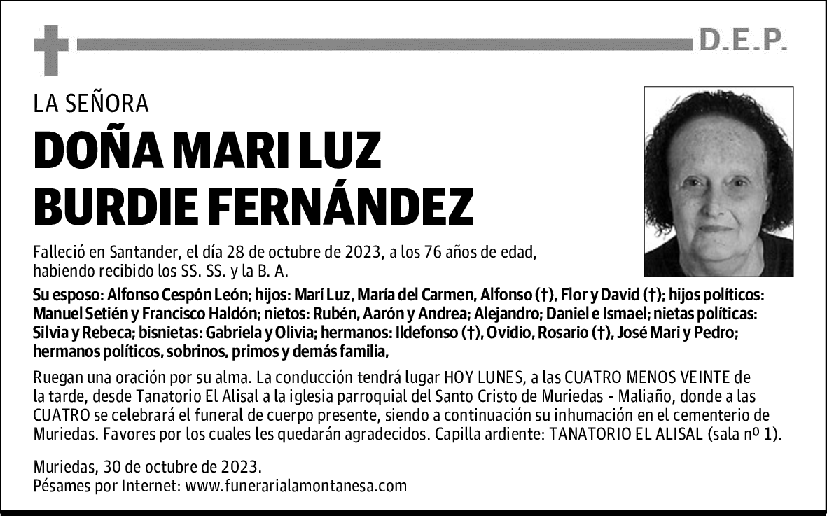 DOÑA MARI LUZ BURDIE FERNÁNDEZ