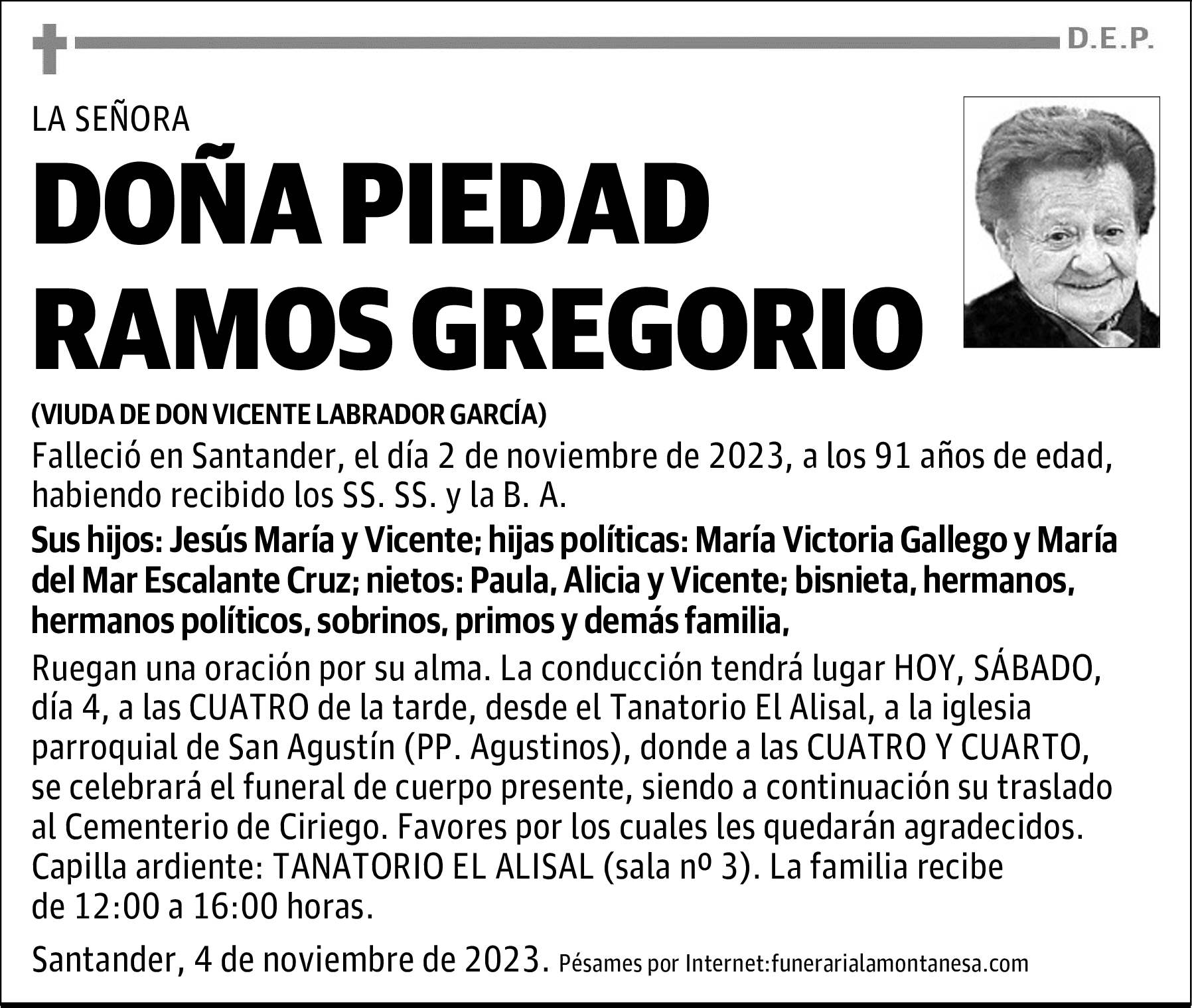 DOÑA PIEDAD RAMOS GREGORIO