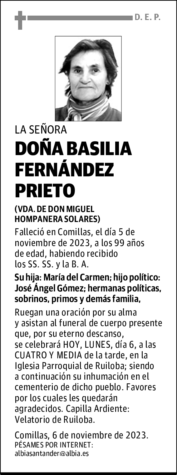 DOÑA BASILIA FERNÁNDEZ PRIETO