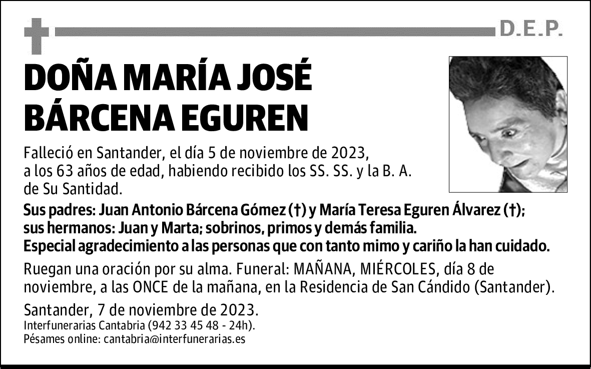 DOÑA MARÍA JOSÉ BÁRCENA EGUREN