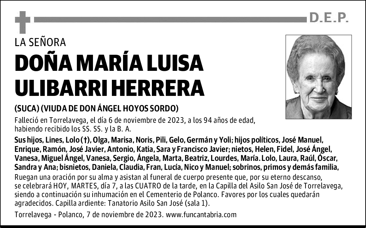 DOÑA MARÍA LUISA ULIBARRI HERRERA