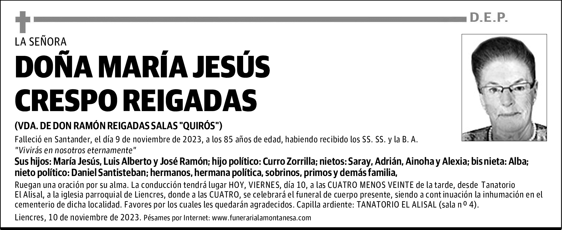 DOÑA MARÍA JESÚS CRESPO REIGADAS