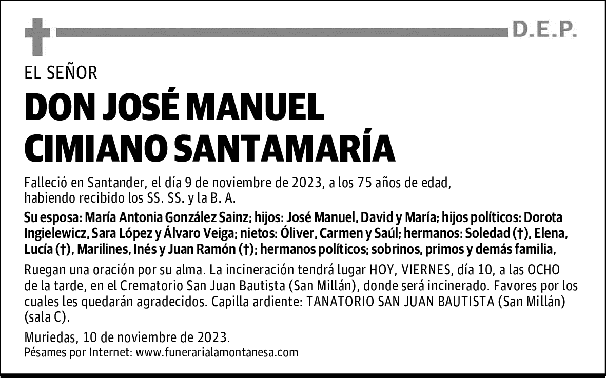 DON JOSÉ MANUEL CIMIANO SANTAMARÍA