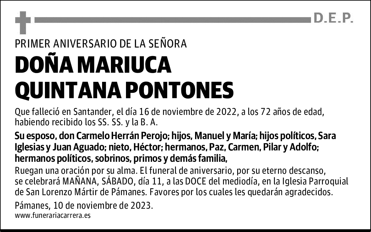 DOÑA MARIUCA QUINTANA PONTONES