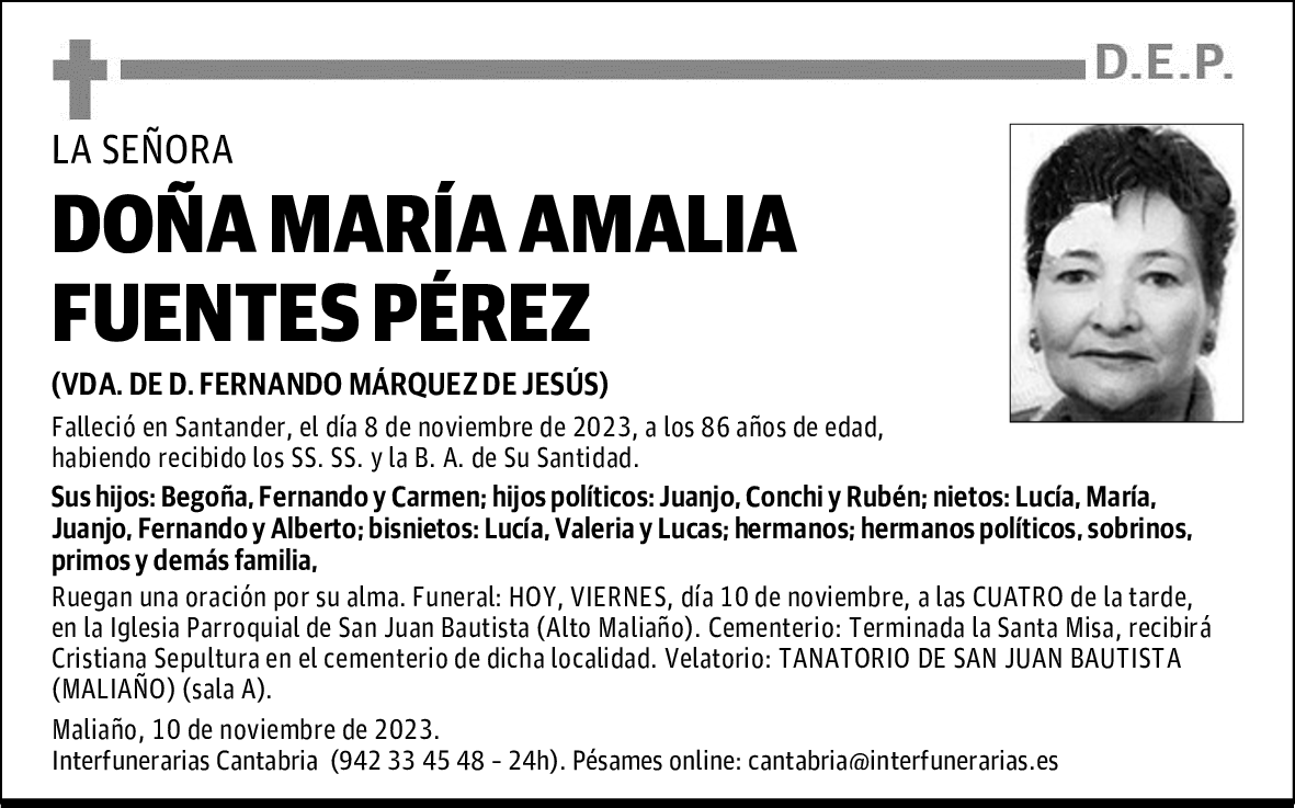 DOÑA MARÍA AMALIA FUENTES PÉREZ