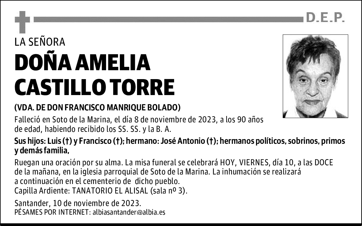 DOÑA AMELIA CASTILLO TORRE
