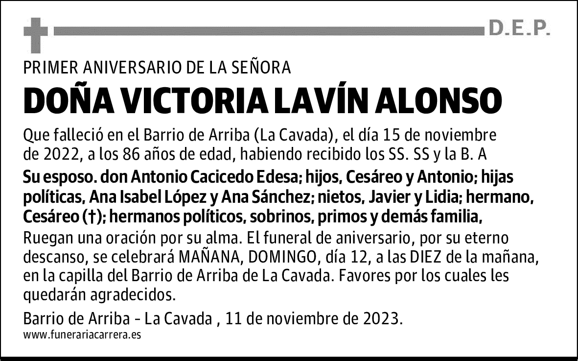 DOÑA VICTORIA LAVÍN ALONSO