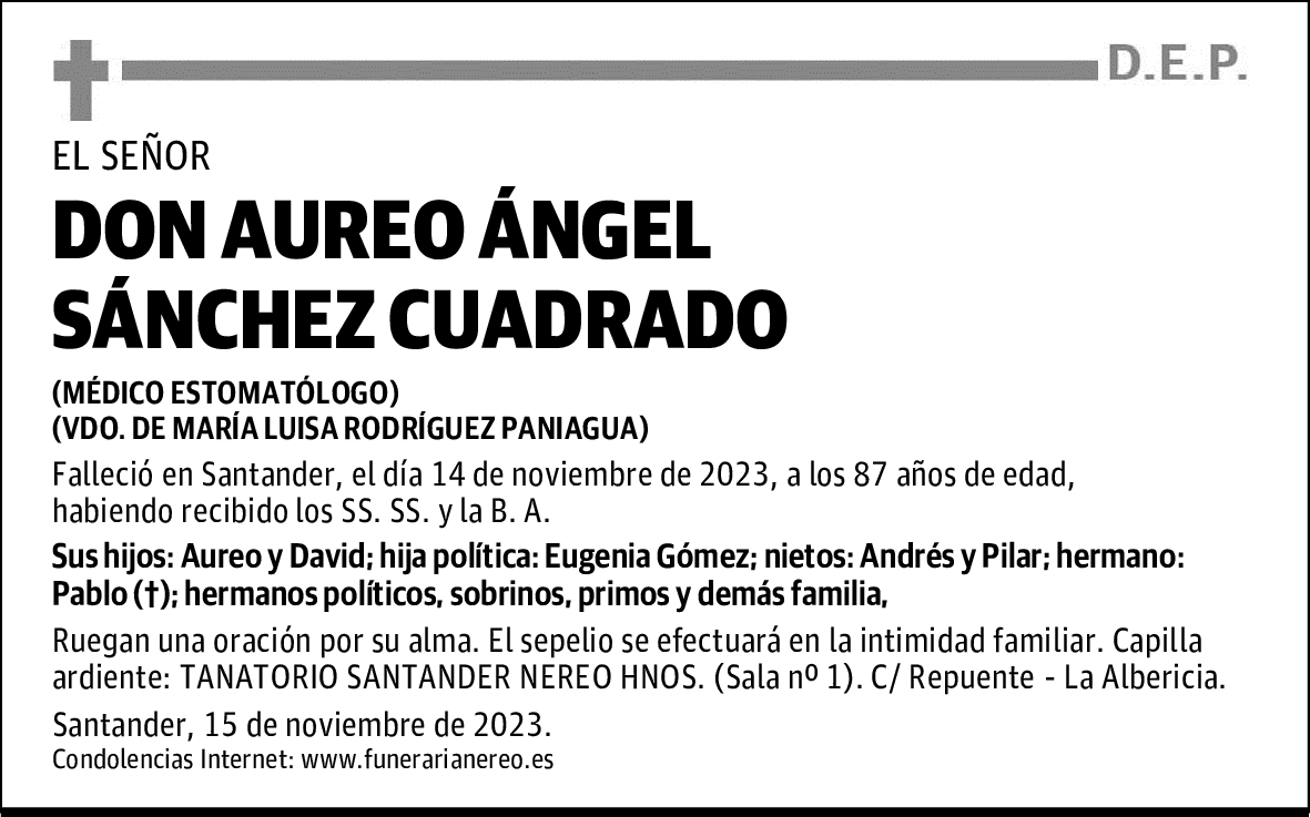 DON AUREO ÁNGEL SÁNCHEZ CUADRADO