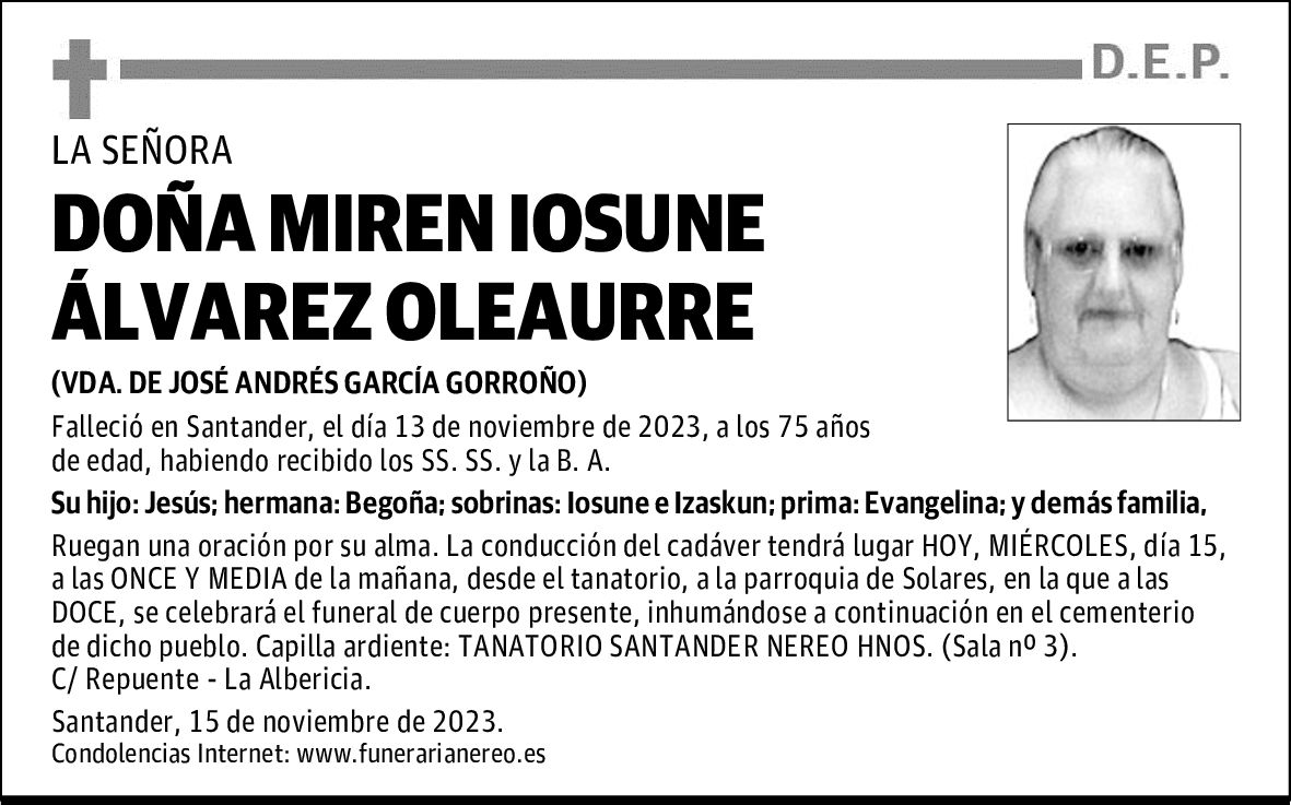DDOÑA MIREN IOSUNE ÁLVAREZ OLEAURRE
