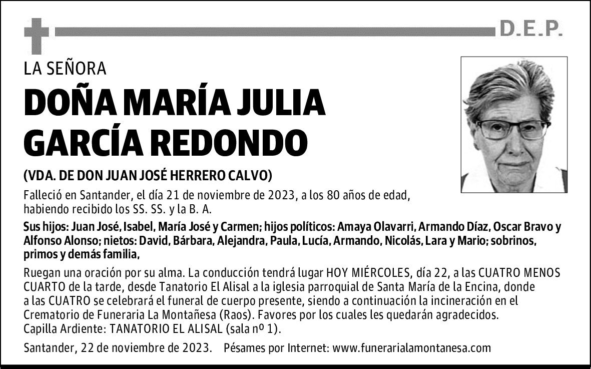 DOÑA MARÍA JULIA GARCÍA REDONDO