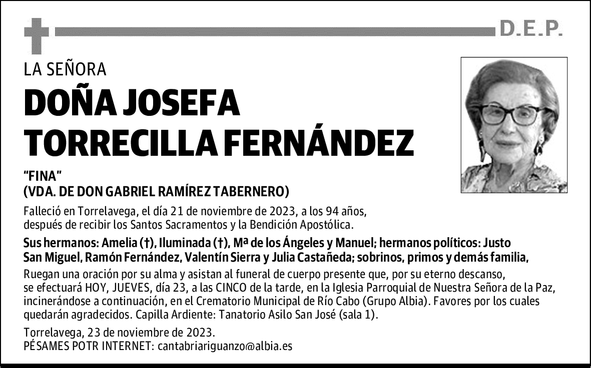 DOÑA JOSEFA TORRECILLA FERNÁNDEZ