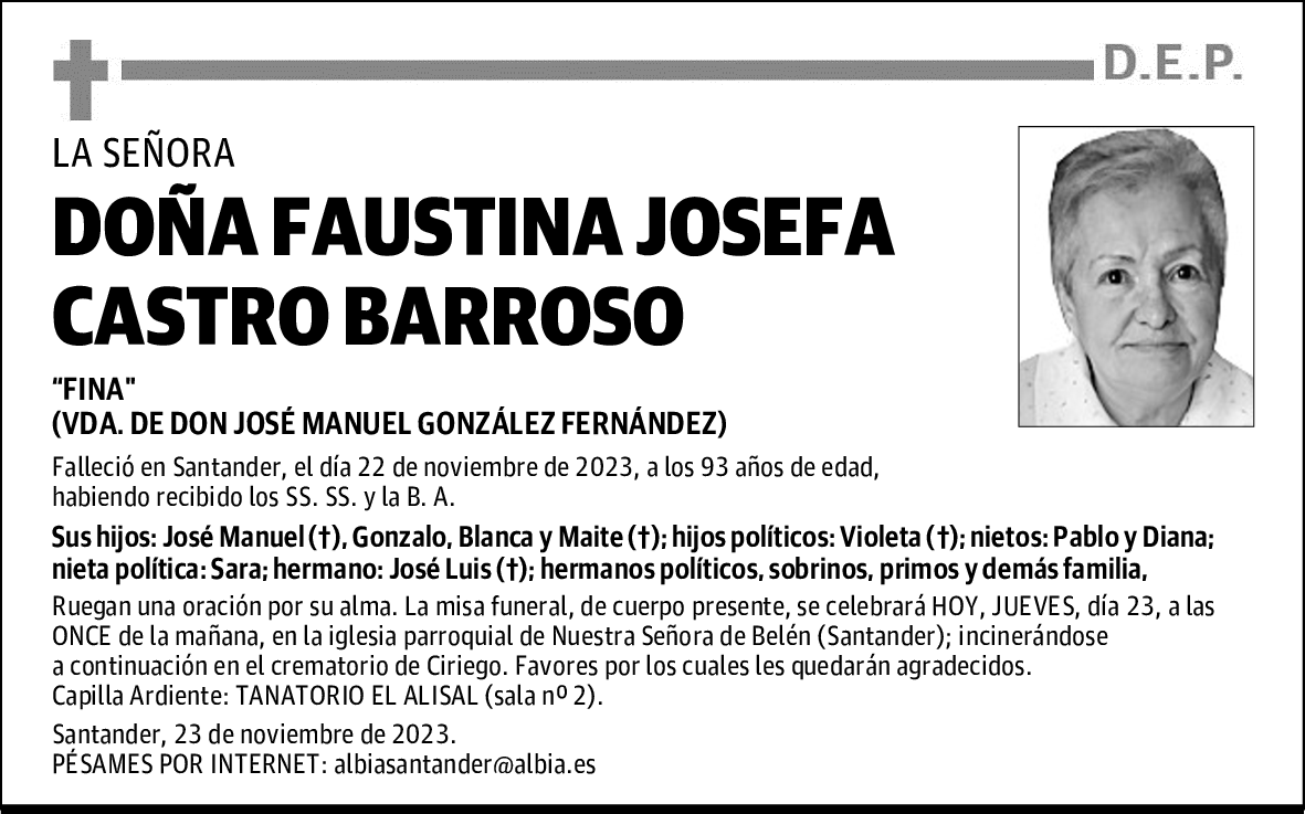 DOÑA FAUSTINA JOSEFA CASTRO BARROSO