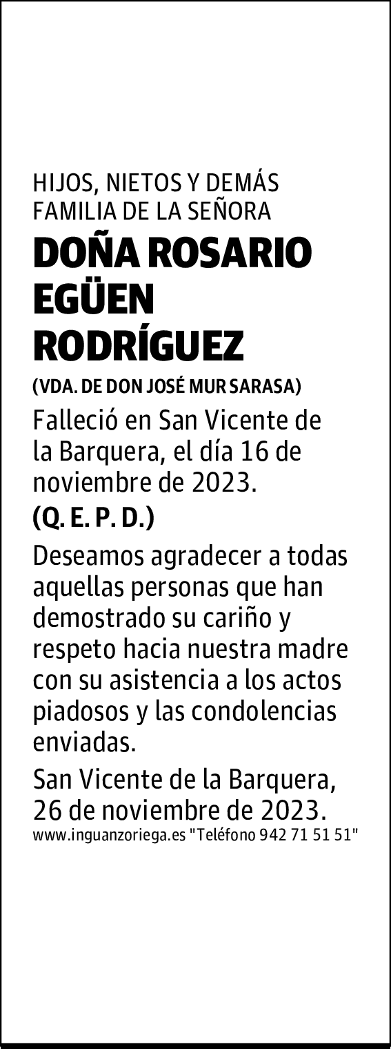 DOÑA ROSARIO EGÜEN RODRÍGUEZ