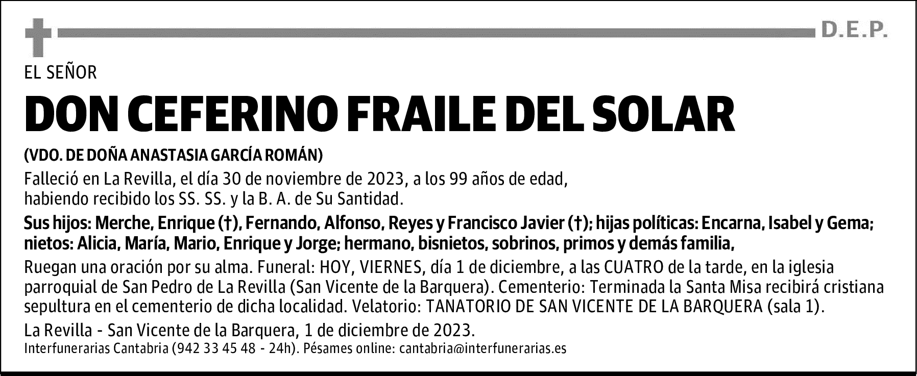 DON CEFERINO FRAILE DEL SOLAR