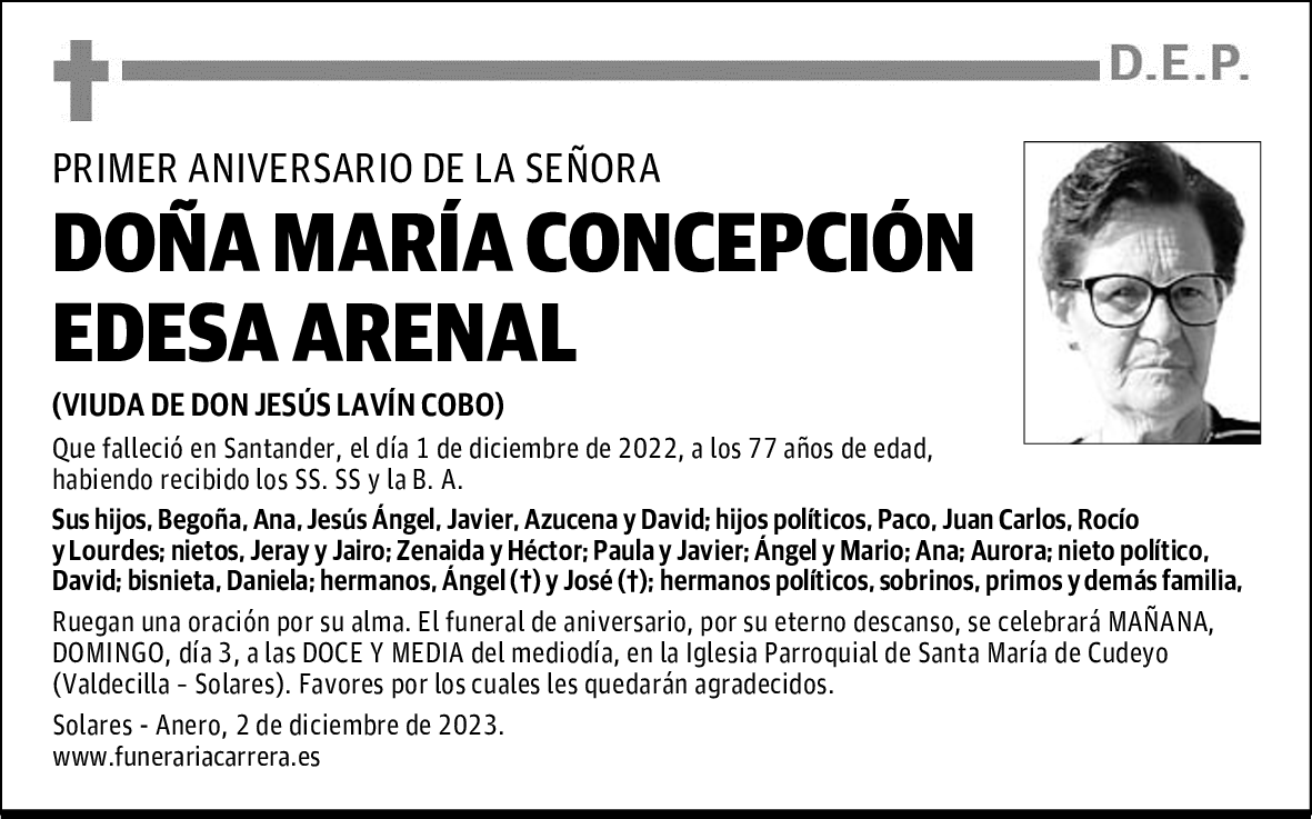 DOÑA MARÍA CONCEPCIÓN EDESA ARENAL