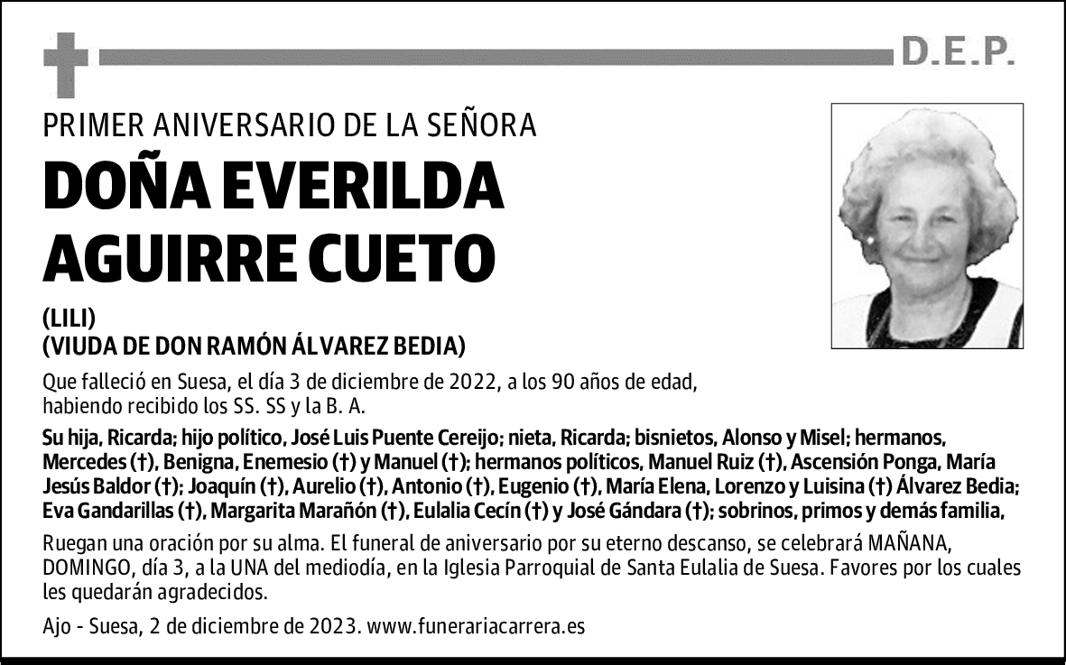 DOÑA EVERILDA AGUIRRE CUETO