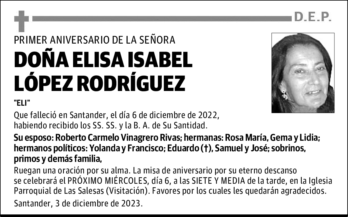 DOÑA ELISA ISABEL
LÓPEZ RODRÍGUEZ
