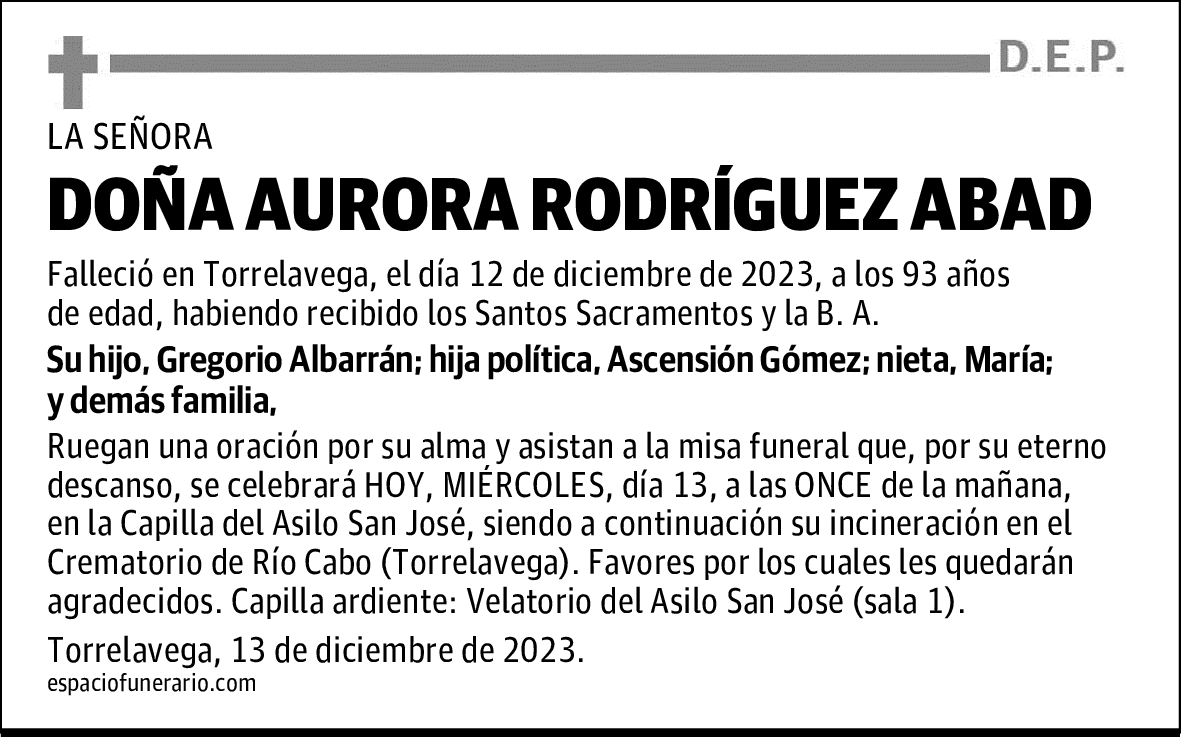 DOÑA AURORA RODRÍGUEZ ABAD