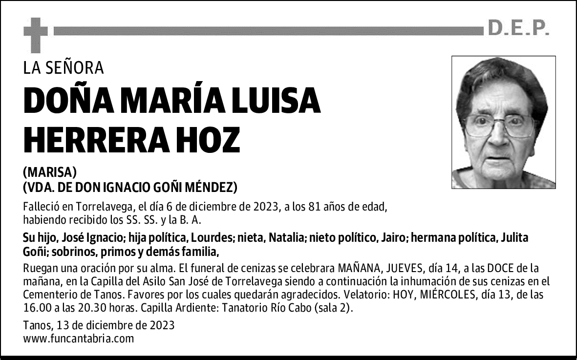 DOÑA MARÍA LUISA HERRERA HOZ